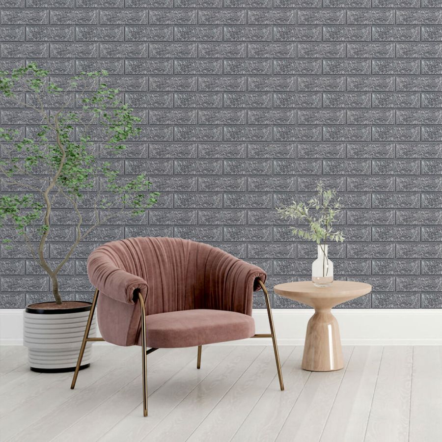 3D панель самоклеющаяся кирпич Серебро 700х770х5мм (017-5) SW-00000038