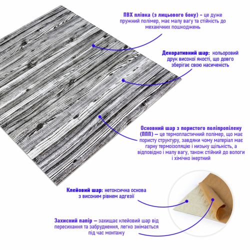 Декоративная 3D панель самоклейка под дерево Зебра 700x700x6мм (081) SW-00000019