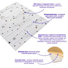 Декоративная 3D панель самоклейка под белый кирпич Звезды 700х770х5мм (021) SW-00000086
