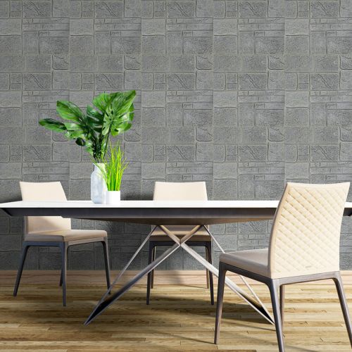 Самоклеящаяся декоративная 3D панель камень серебро 700х700х6мм (153) SW-00000187