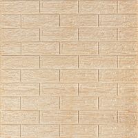 Самоклеющаяся декоративная 3D панель под кирпич бежевая полоска 700х770х5мм (184) SW-00000489