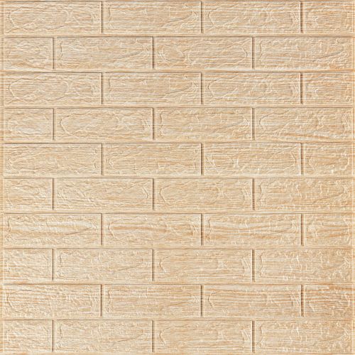 Самоклеющаяся декоративная 3D панель под кирпич бежевая полоска 700x770x5мм (184) SW-00000489