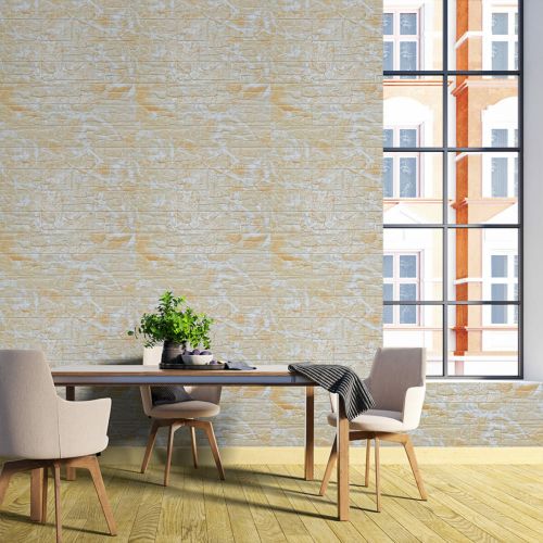 Самоклеящаяся декоративная 3D панель камень Бежевый рваный кирпич 700х770х5мм (157) SW-00000486