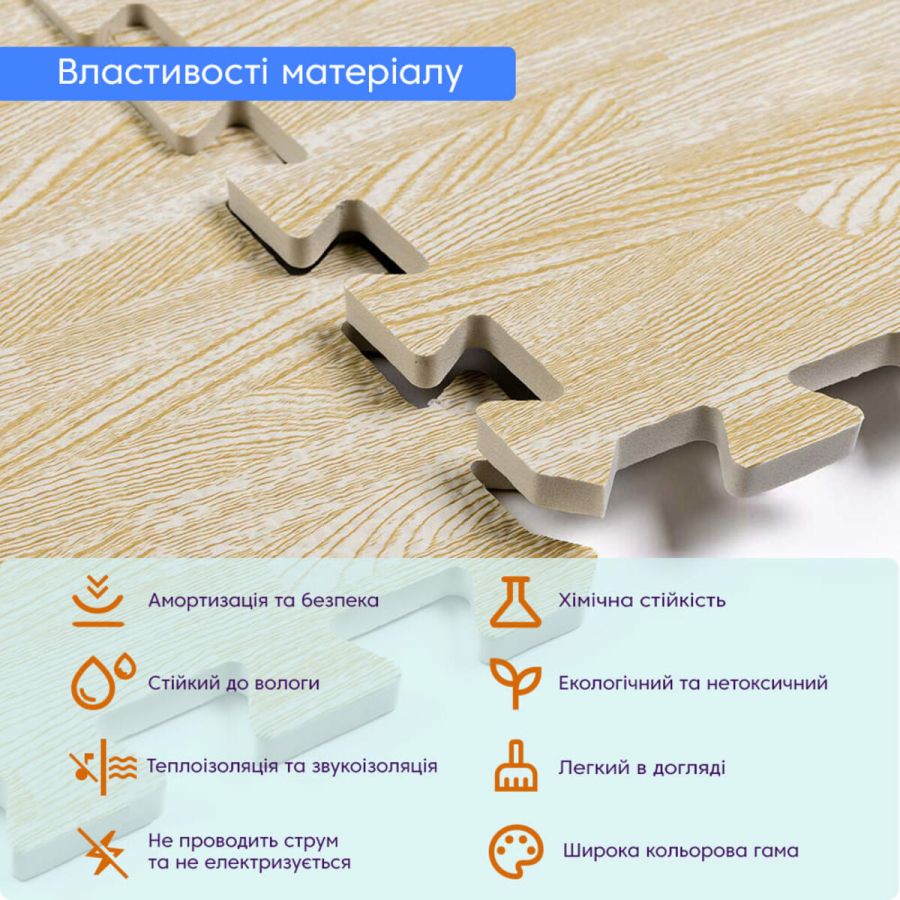 Пол пазл - модульное напольное покрытие 600x600x10мм песочное дерево (МР14) SW-00000648