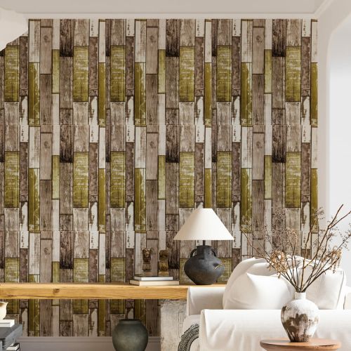 Самоклеющаяся декоративная 3D панель серо-коричневое дерево 700x700x4мм (378) SW-00000883