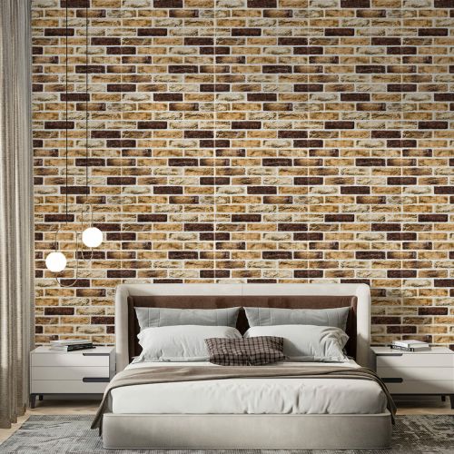 Самоклеющаяся 3D панель под кирпич клинкер песочный 700x700x5мм (415) SW-00000770