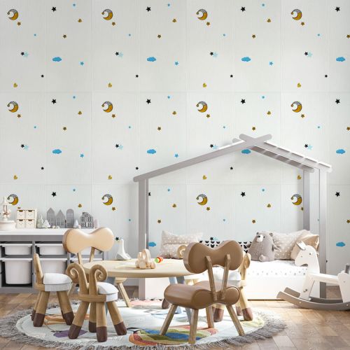 Панель стеновая 3D 700*700*4mm звезды и луна белом фоне (D) SW-00001970