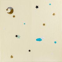 Панель стеновая 3D 700х700х4mm звезды и луна на бежевом фоне (D) SW-00001971