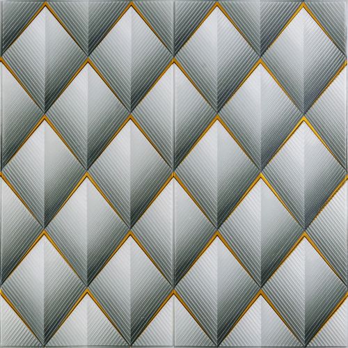 Панель стеновая 3D 700х770х4мм ромбы серые (D) SW-00001986