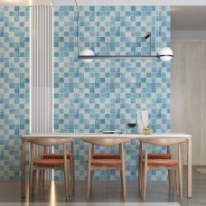 Панель стеновая 3D 700х770х4мм мозаика голубая (D) SW-00002009