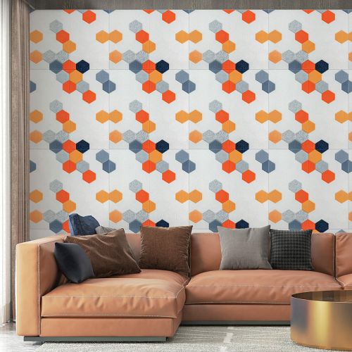 Панель стеновая 3D 700х770х4мм мозаика оранжевая (D) SW-00002013