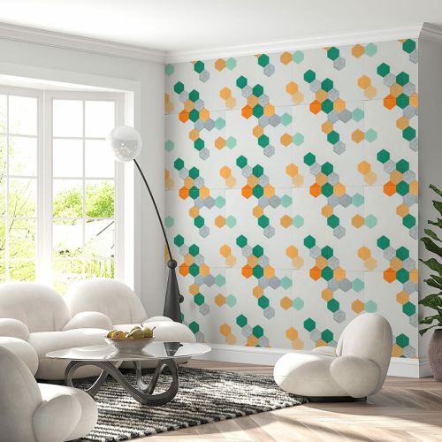 Панель стеновая 3D 700х770х4мм мозаика зелёно-жёлтая (D) SW-00002015