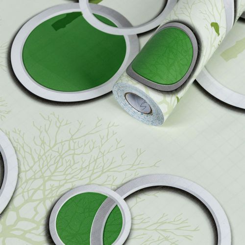 Пленка на самоклейке на бумажной основе чёрные и зелёные деревья 45см*10M SW-00002440