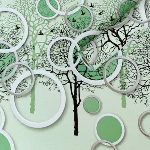 Пленка на самоклейке на бумажной основе чёрные и зелёные деревья 45см*10M SW-00002440