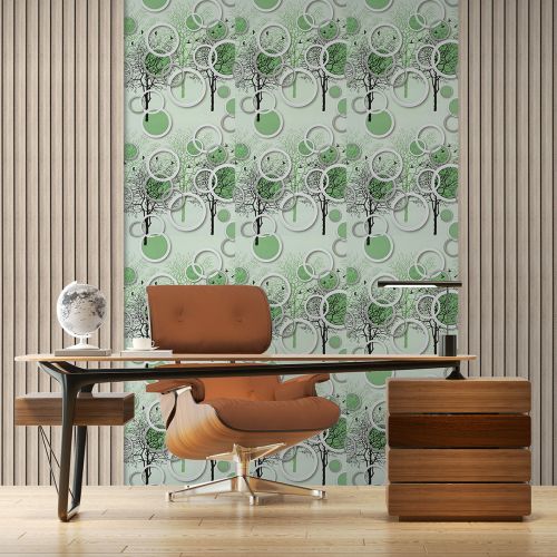 Пленка на самоклейке на бумажной основе чёрные и зелёные деревья 45см*10M SW-00002440