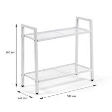 Стеллаж-этажерка двухъярусный из металла белый 60х26х60см SW-00002102