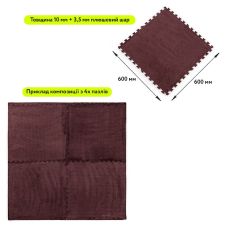 Пол-пазл плюшевый КОРИЧНЕВЫЙ 60х60х1cm (D) SW-00002083