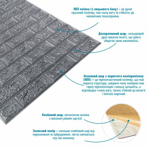 Панель стеновая в рулоне 3D 700мм*19,6м*2мм серебро (D) SW-00002278