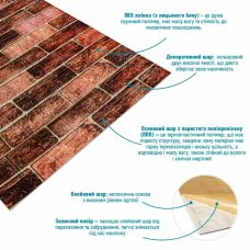 Панель стеновая в рулоне 3D 700ммх3,08мх3мм BROWN (кирпич) (D) SW-00002537