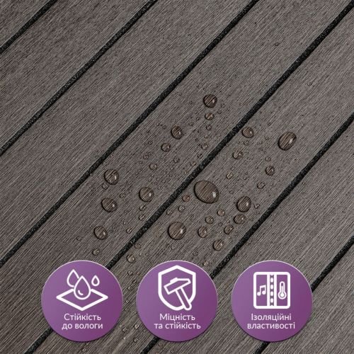 Покрытие виниловое самоклеющееся 3D рейки дымчатый каштан 600*600*2,8мм (D) SW-00002195