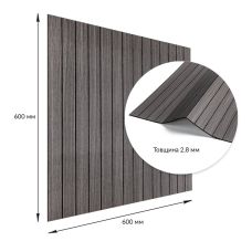 Покрытие виниловое самоклеющееся 3D рейки металлический пепел 600х600х2,8мм (D) SW-00002196