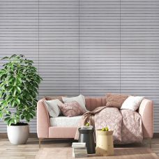 Покрытие виниловое самоклеющееся 3D рейки кедр серебряный 600х600х2,8мм (D) SW-00002198