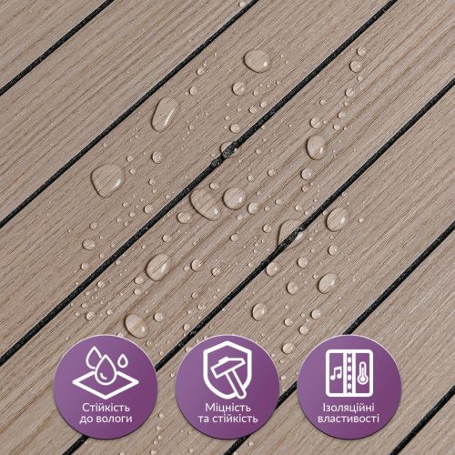 Покрытие виниловое самоклеющееся 3D рейки тик ореховый 600*600*2,8мм (D) SW-00002202