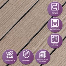 Покрытие виниловое самоклеющееся 3D рейки тик ореховый 600х600х2,8мм (D) SW-00002202