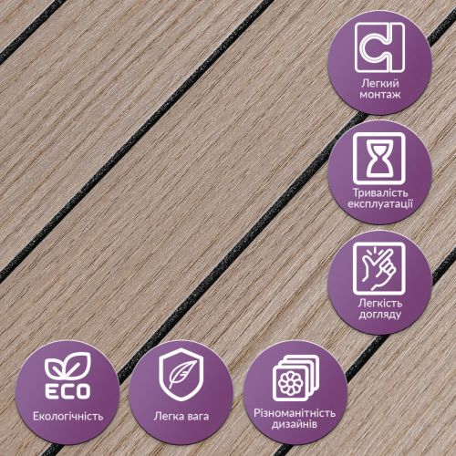 Покрытие виниловое самоклеющееся 3D рейки тик ореховый 600*600*2,8мм (D) SW-00002202