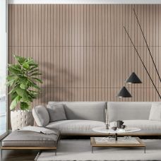 Покрытие виниловое самоклеющееся 3D рейки тик ореховый 600х600х2,8мм (D) SW-00002202