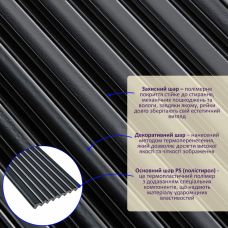 Декоративная PS рейка черная 2900х120х11мм (D) SW-00002148