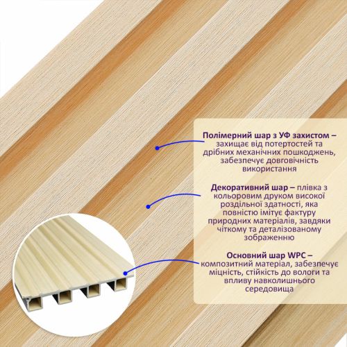 Декоративная стеновая рейка 3000x160x23мм (D) SW-00002572