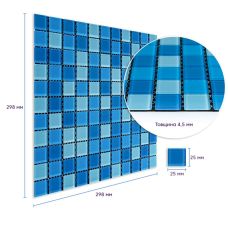 Мозаика из декоративного стекла голубая 298х298х4,5мм SW-00002354