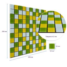 Мозаика из декоративного стекла желто-зелёная 298х298х4,5мм SW-00002362