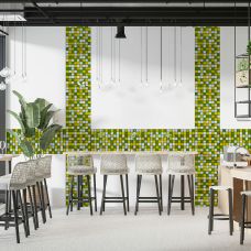 Мозаика из декоративного стекла желто-зелёная 298х298х4,5мм SW-00002362