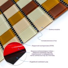 Мозаика из декоративного стекла коричнеая 298х298х4,5мм SW-00002363