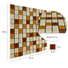 Мозаика из декоративного стекла коричнеая 298х298х4,5мм SW-00002363