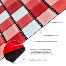 Мозаика из декоративного стекла красная 298х298х4,5мм SW-00002367