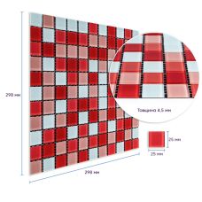 Мозаика из декоративного стекла красная 298х298х4,5мм SW-00002367