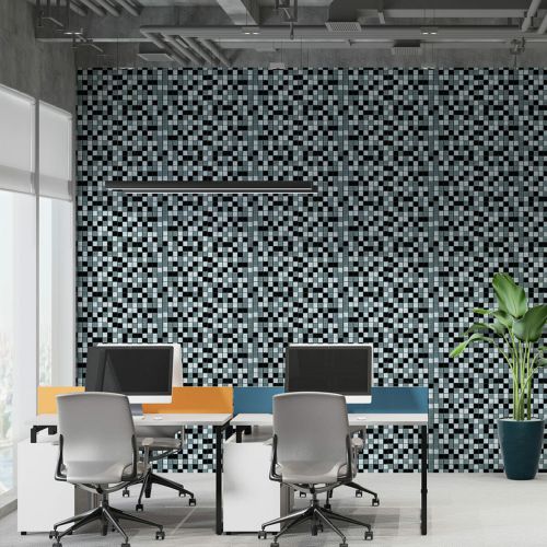 Мозаика из декоративного стекла чёрно-серая 298х298х4,5мм SW-00002369