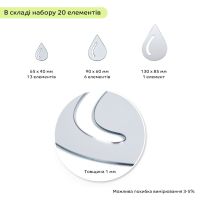 Зеркальный декор акриловый самоклеющийся Капли серебро,20шт (D) SW-00002492