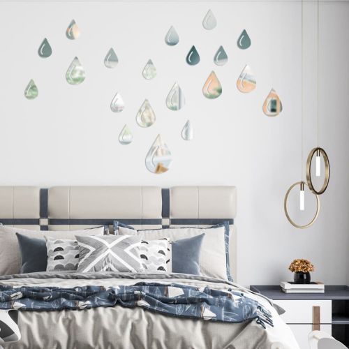 Зеркальный декор акриловый самоклеющийся Капли серебро,20шт (D) SW-00002492