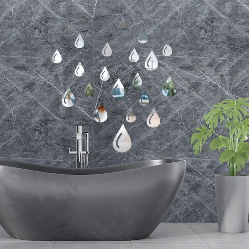 Зеркальный декор акриловый самоклеющийся Капли серебро,20шт (D) SW-00002492