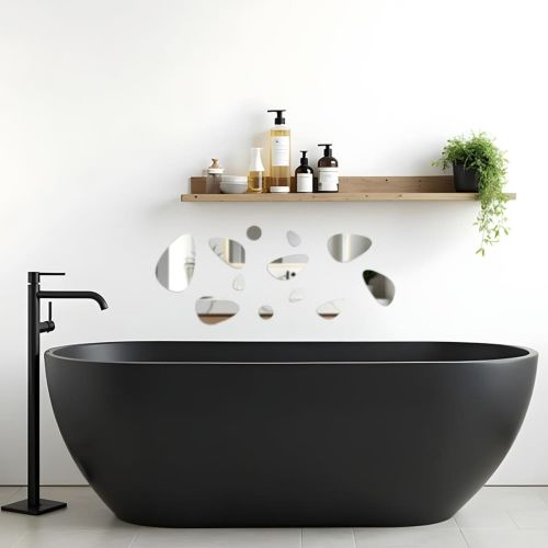 Зеркальный декор акриловый самоклеющийся Камешки серебро, 12шт (D) SW-00002496