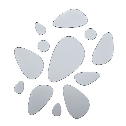 Зеркальный декор акриловый самоклеющийся Камешки серебро, 12шт (D) SW-00002496