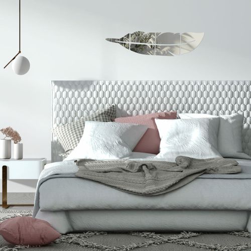 Зеркальный декор акриловый самоклеющийся Перо серебро, 6шт (D) SW-00002505