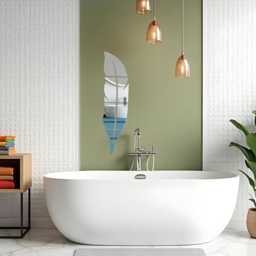 Зеркальный декор акриловый самоклеющийся Перо серебро, 6шт (D) SW-00002505