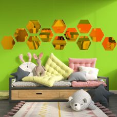 Зеркальный декор акриловый самоклеющийся 150*175мм золото,12шт (D) SW-00002518