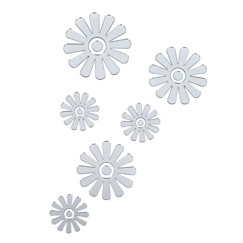 Зеркальный декор акриловый самоклеющийся Цветы серебро, 6шт (D) SW-00002519