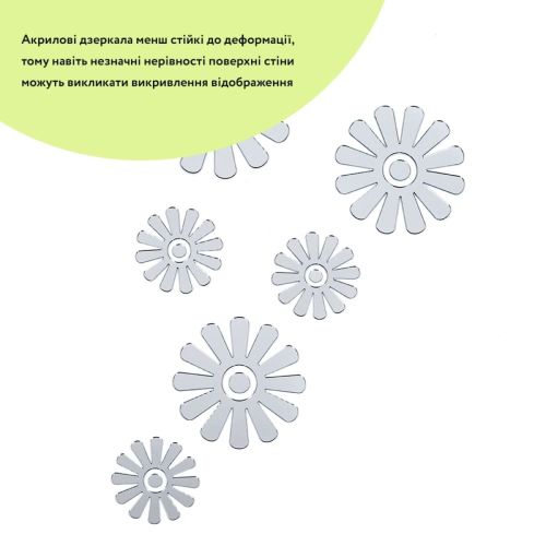 Зеркальный декор акриловый самоклеющийся Цветы серебро, 6шт (D) SW-00002519